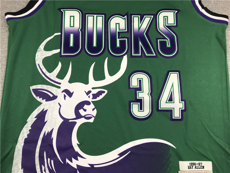 Men's Milwaukee Bucks Giannis Antetokounmpo #34 NBA Replica Player Jersey1 - Retro Green