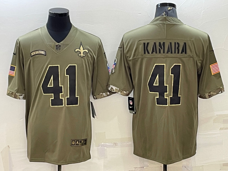 Men's New Orleans Saints Alvin Kamara #41 Olive 2022 Salute To Service Limited Jersey1