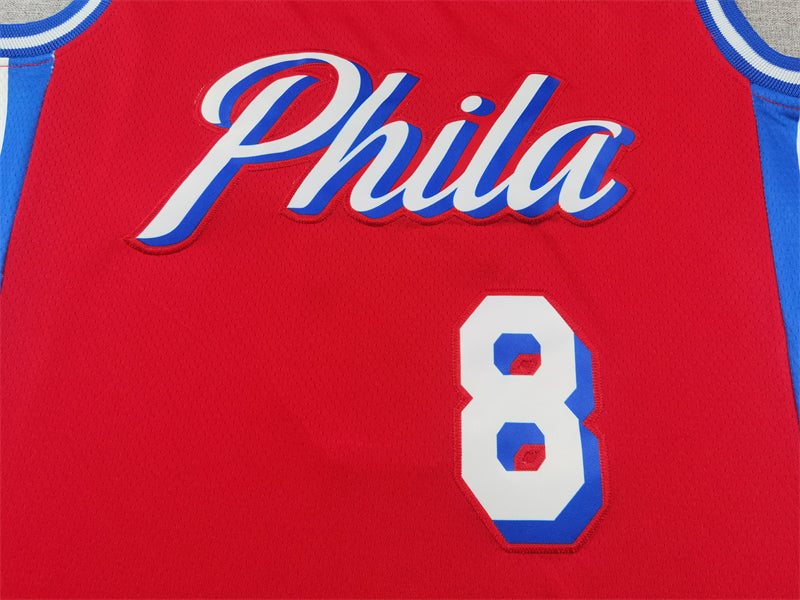 Men's Philadelphia 76ers Paul George #8 Red Swingman Jersey1 - Statement Edition