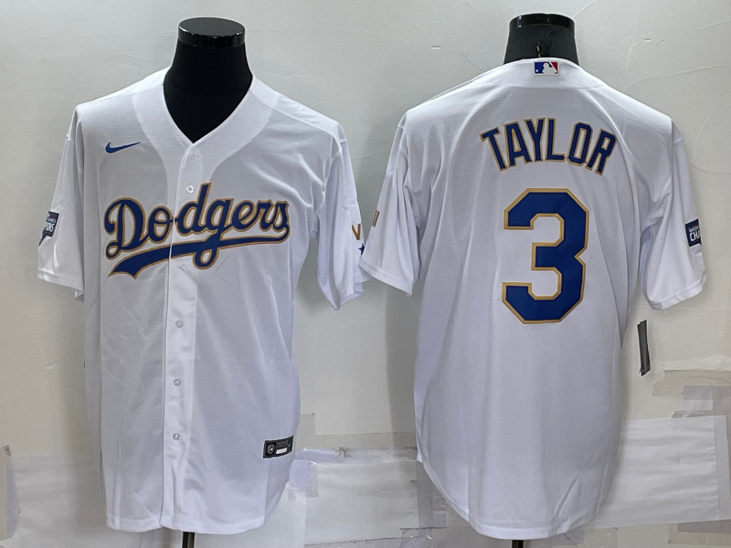 Men's Los Angeles Dodgers Chris Taylor #3 White Stitched Jersey1