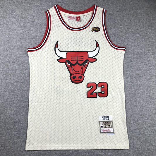 Men's Chicago Bulls Michael Jordan #23 Cream Hardwood Classics Swingman Jersey1