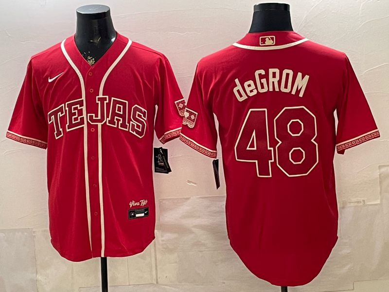 Men's Texas Rangers Jacob deGrom #48 Red 2026 City Connect Stadium Jersey