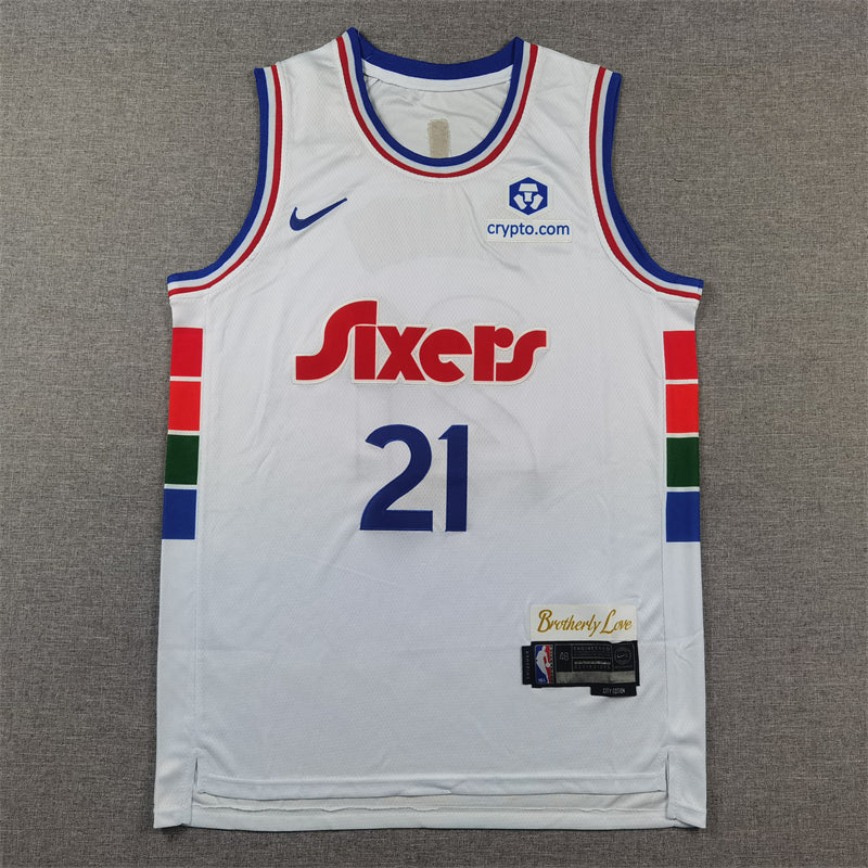 Men's Philadelphia 76ers Joel Embiid #21 White 2024/25 Swingman Player Jersey1 - City Edition