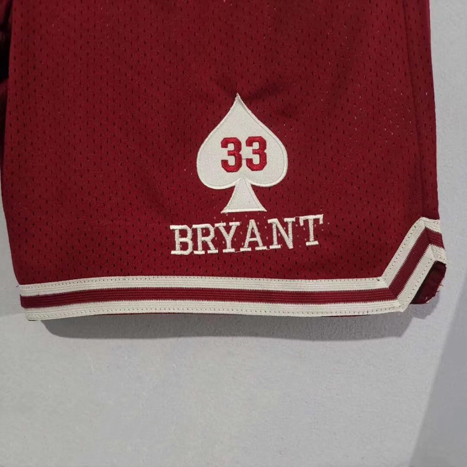 Men's Los Angeles Lakers Kobe Bryant High School Embroidered Basketball Shorts1