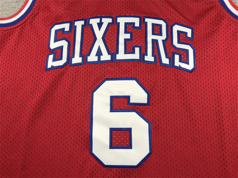 Men's Philadelphia 76ers Julius Erving #6 Red Hardwood Classics Swingman Jersey1
