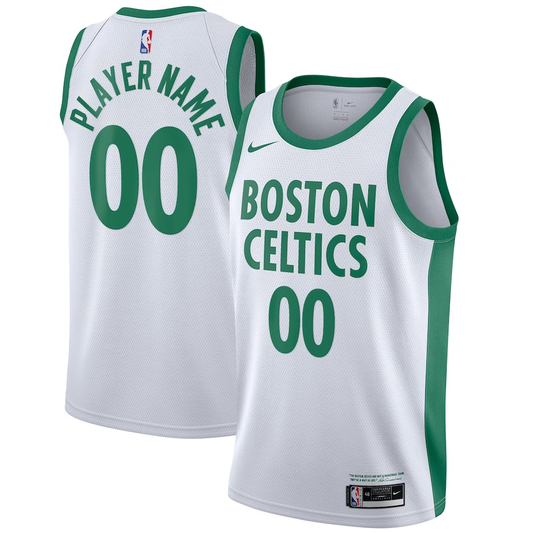 Men's Boston Celtics White 2020/21 Swingman Custom Jersey1 - City Edition