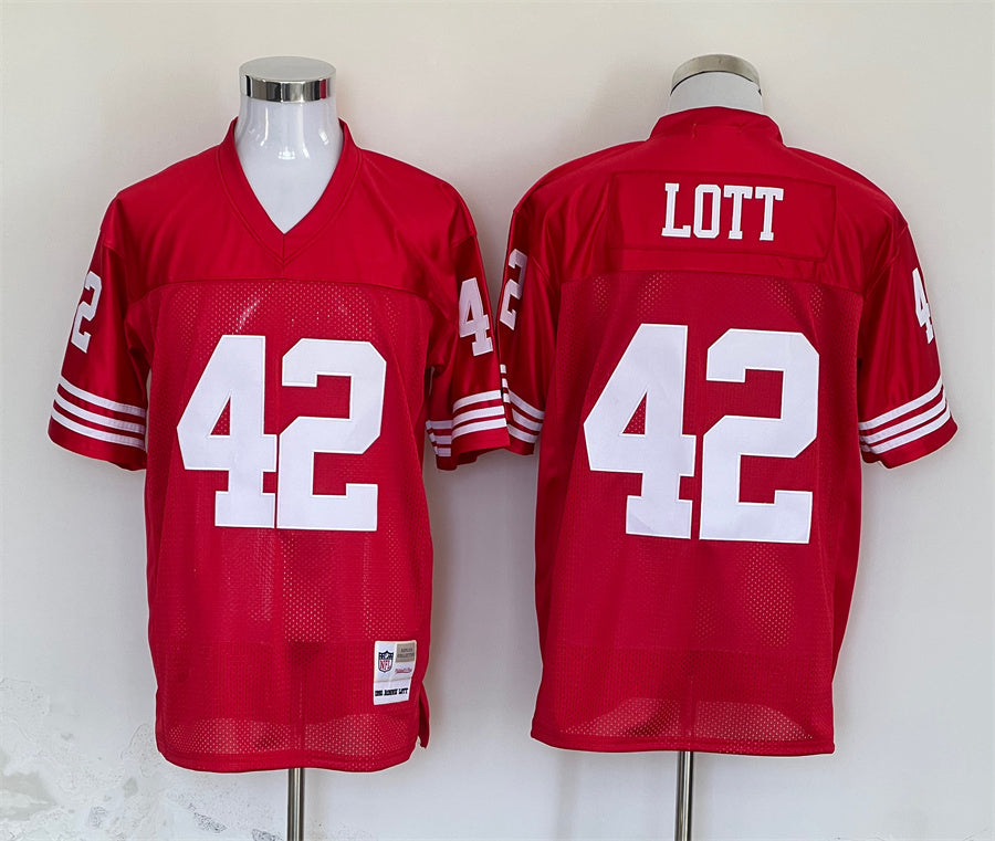Men's San Francisco 49ers Ronnie Lott Mitchell & Ness Scarlet Legacy Replica Jersey1