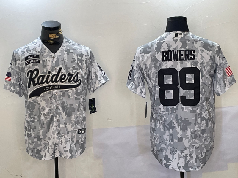Men's Las Vegas Raiders Brock Bowers #89 Arctic Camo Salute to Service Limited Jersey1