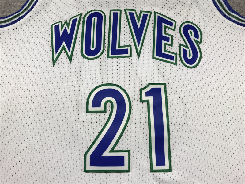 Men's Minnesota Timberwolves Kevin Garnett #21 White Hardwood Classics Swingman Jersey1
