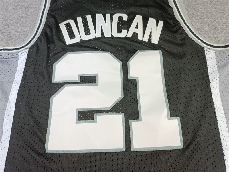 Men's San Antonio Spurs Tim Duncan Black Big & Tall Hardwood Classics Jersey1