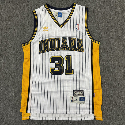 Men's Indiana Pacers Reggie Miller #31 White Hardwood Classics Swingman Jersey1