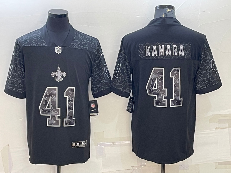 Men's New Orleans Saints Alvin Kamara #41 Black RFLCTV Limited Jersey1