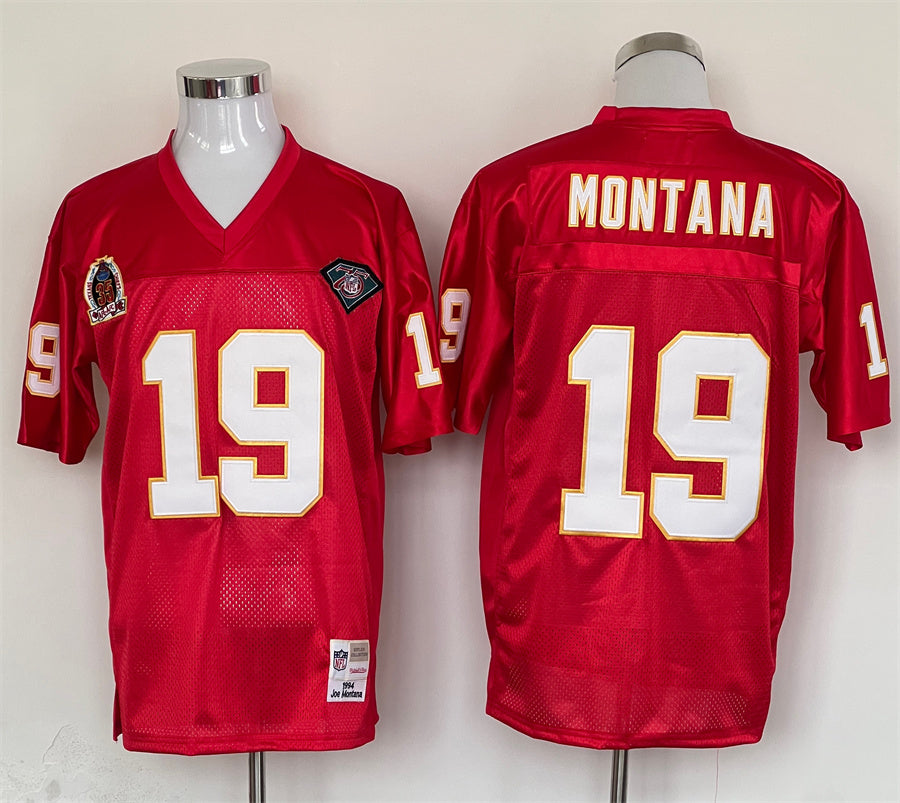 Men's Kansas City Chiefs Joe Montana Mitchell & Ness Red Legacy Replica Jersey1