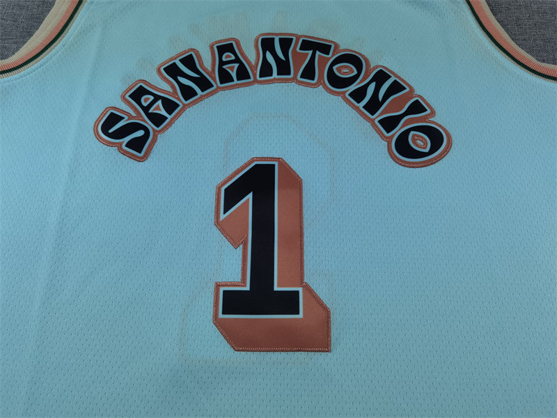 Men's San Antonio Spurs Victor Wembanyama #1 Light Blue 2024/25 Swingman Player Jersey1 - City Edition