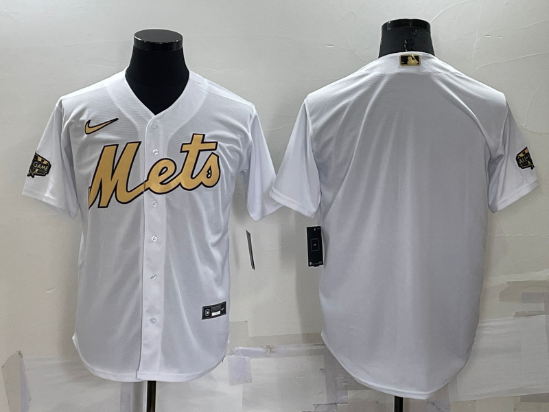 Men's New York Mets1 White Replica Blank Jersey