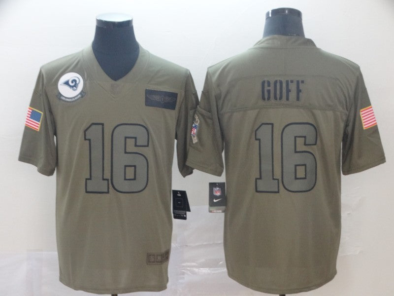 Men's Los Angeles Rams Jared Goff #16 Brown Game Jersey1
