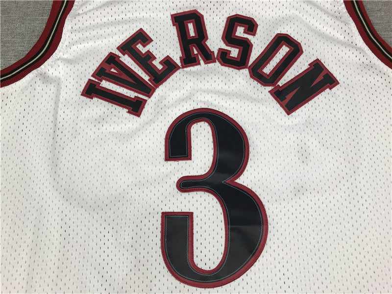 Men's Philadelphia 76ers Allen Iverson #3 White Swingman Jersey1