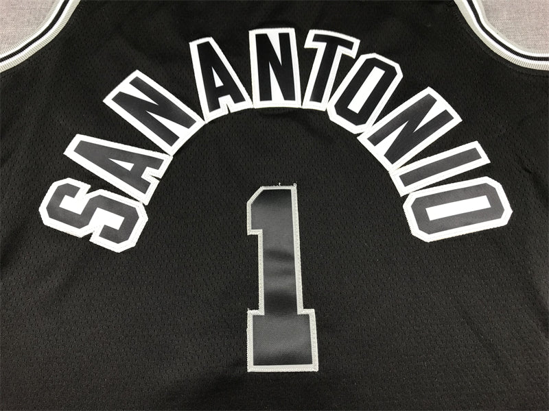 Men's San Antonio Spurs Victor Wembanyama #1 Black 2022/23 Swingman Jersey1 - Classic Edition