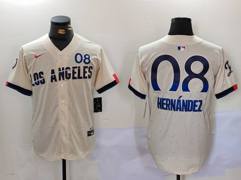 Men's Los Angeles Dodgers Enrique Hernandez #8 Cream 2024 City Connect Player Jersey1