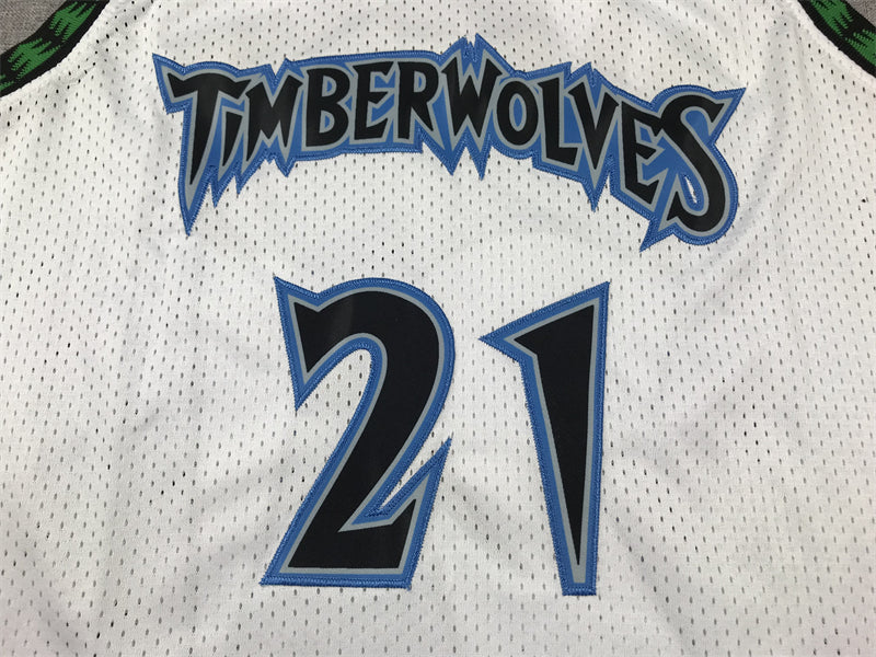 Men's Minnesota Timberwolves Kevin Garnett #21 White 1997/98 Hardwood Classics Swingman Jersey1