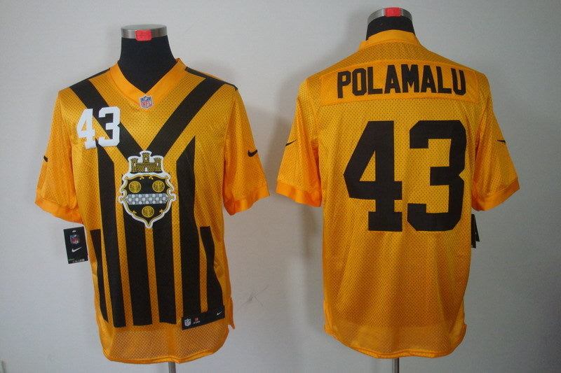 Men's Pittsburgh Steelers Troy Polamalu #43 Gold Game Jersey1