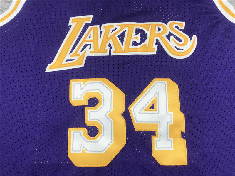 Men's Los Angeles Lakers Shaquille O'Neal #34 Purple 1996-97 Classics Jersey1