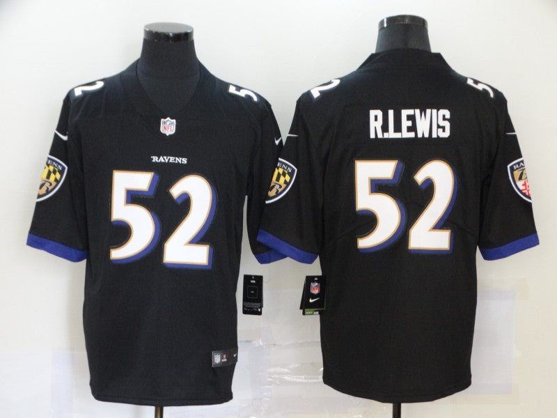 Men's Baltimore Ravens Ray Lewis #52 Black Retired Player Jersey1