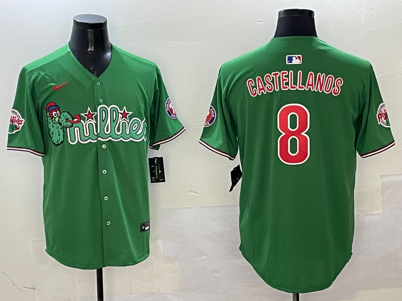 Men's Philadelphia Phillies Nick Castellanos #8 Green Replica Team Jersey1