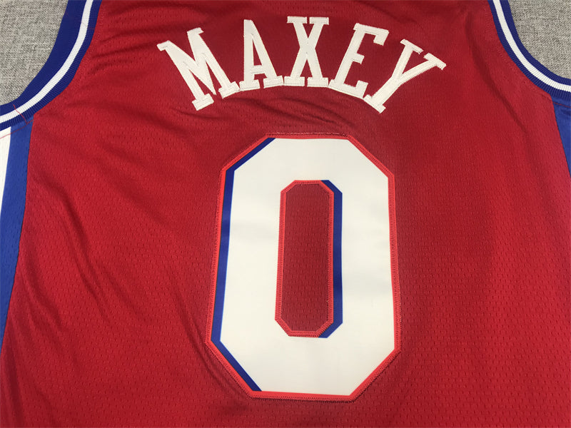 Men's Philadelphia 76ers Tyrese Maxey Red Fastbreak Replica Player Jersey1