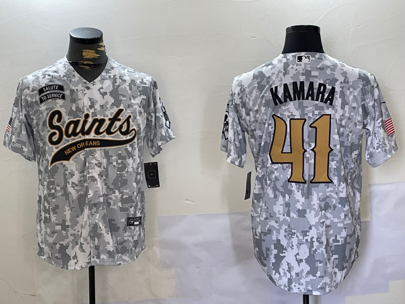 Men's New Orleans Saints Alvin Kamara #41 Arctic Camo 2024 Salute to Service Player Jersey1