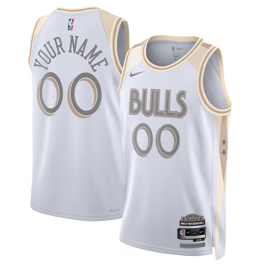 Men's Chicago Bulls White 2024/25 Custom Swingman Jersey1 - City Edition