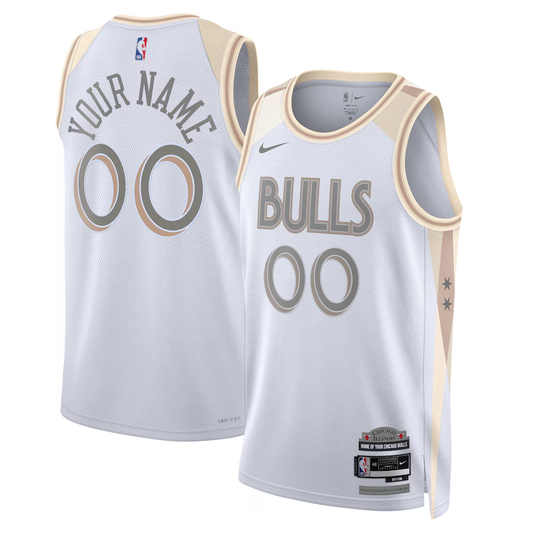 Men's Chicago Bulls White 2024/25 Custom Swingman Jersey1 - City Edition