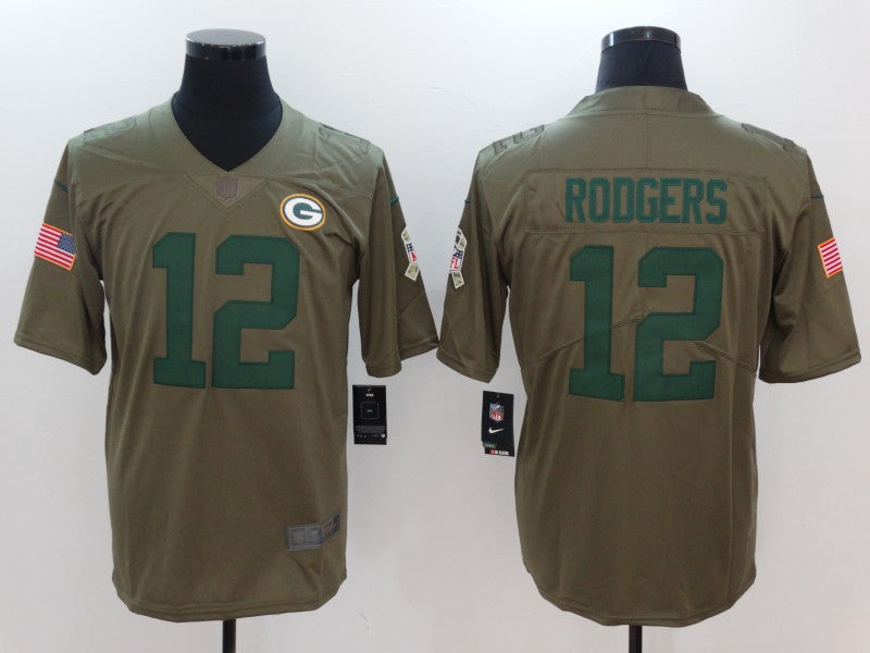 Men's Green Bay Packers Aaron Rodgers #12 Brown Player Jersey1