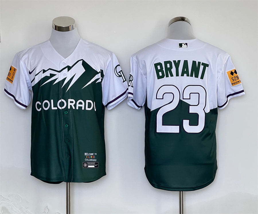 Men's Colorado Rockies Kris Bryant #23 Green City Connect Replica Player Jersey1