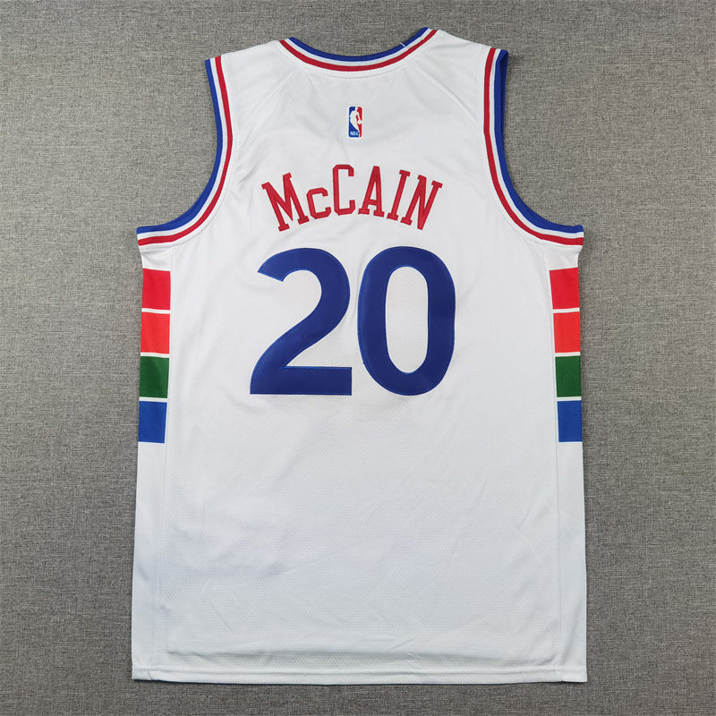 Men's Philadelphia 76ers Jared McCain #20 White 2024/25 Swingman Player Jersey1 - City Edition