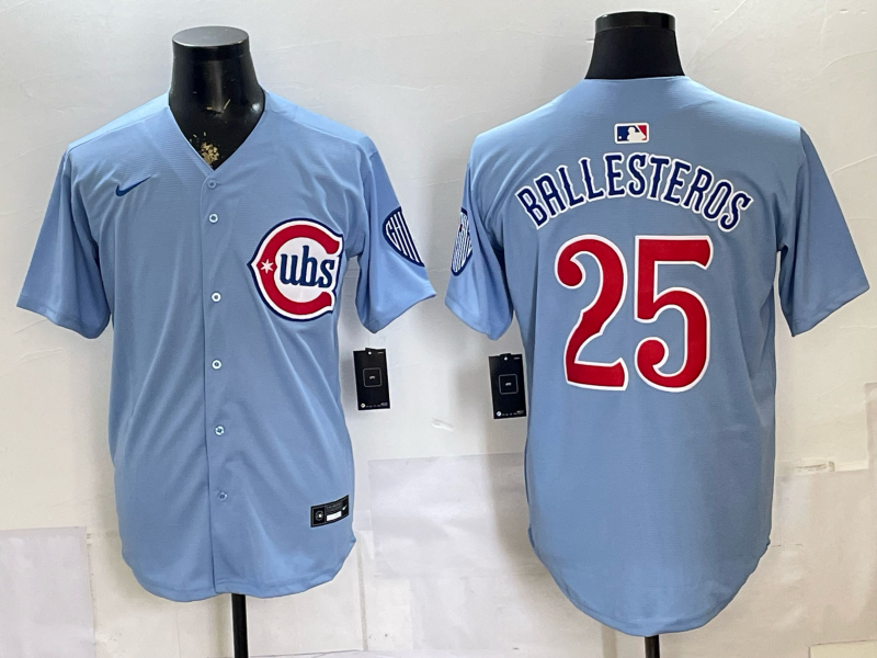 Men's Chicago Cubs Moises Ballesteros #25 Light Blue Alternate Replica Jersey