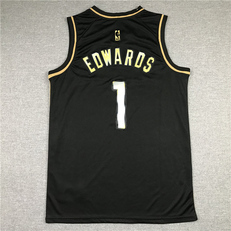 Men's Minnesota Timberwolves Anthony Edwards #1 Black Swingman Jersey1