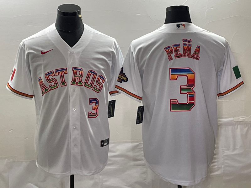 Men's Houston Astros Jeremy Pena #3 White Replica Player Jersey1