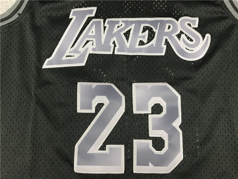 Men's Los Angeles Lakers LeBron James Black Hardwood Classics Swingman Jersey1
