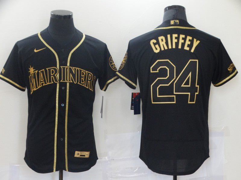 Men's Seattle Mariners Ken Griffey Jr. #24 Black Authentic Baseball Jersey1