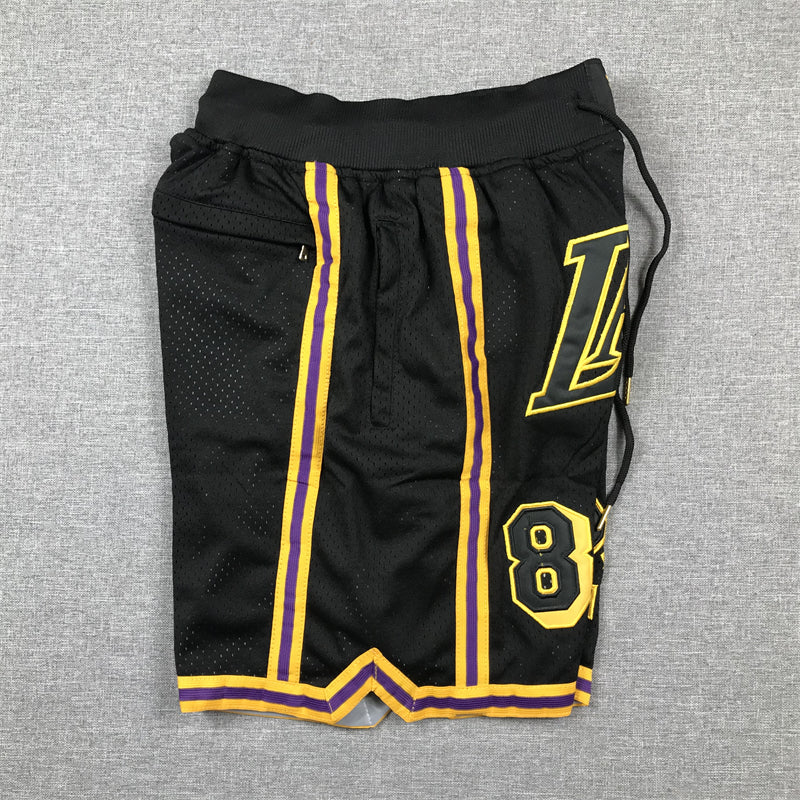 Men's Los Angeles Lakers #8-24 Black Pocket Shorts1