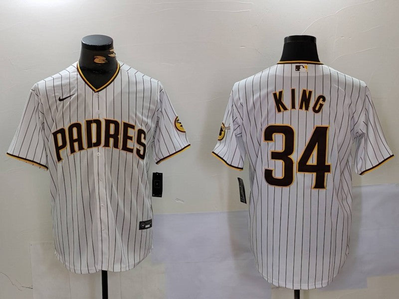 Men's San Diego Padres Michael King #34 White Home Limited Player Jersey1