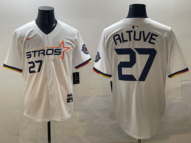 Men's Houston Astros Jose Altuve #27 White 2025 City Connect Limited Player Jersey1