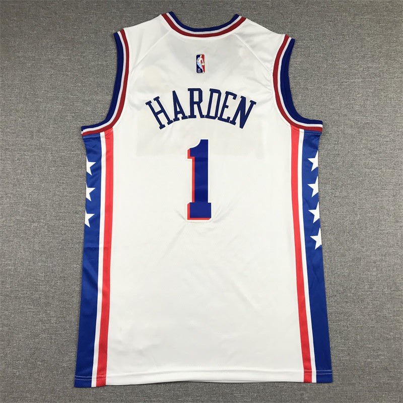 Men's Philadelphia 76ers James Harden #1 White 2022/23 Swingman Jersey1 - Association Edition