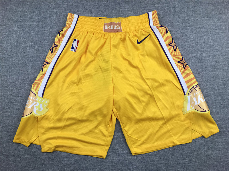 Men's Los Angeles Lakers Yellow City Edition Basketball Shorts1
