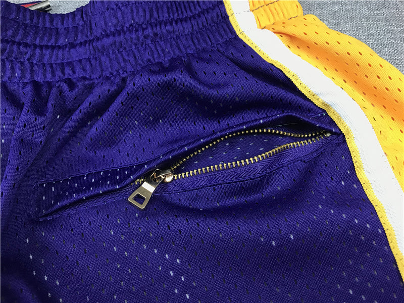 Men's Los Angeles Lakers/Boston Celtics Purple/Green Splicing Basketball Shorts1