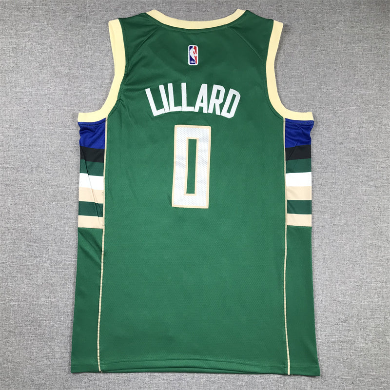 Men's Milwaukee Bucks Damian Lillard #0 Hunter Green Fast Break Player Jersey1 - Icon Edition