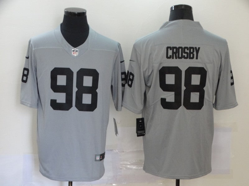 Men's Las Vegas Raiders Maxx Crosby #98 Gray Inverted Legend Jersey1