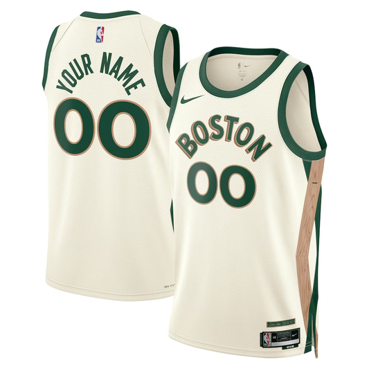 Men's Boston Celtics White 2023/24 Custom Swingman Jersey1 - City Edition