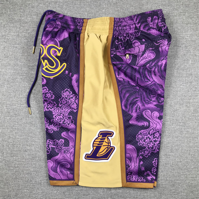 Men's Los Angeles Lakers Purple Year of the Tiger Edition Pocket Shorts1
